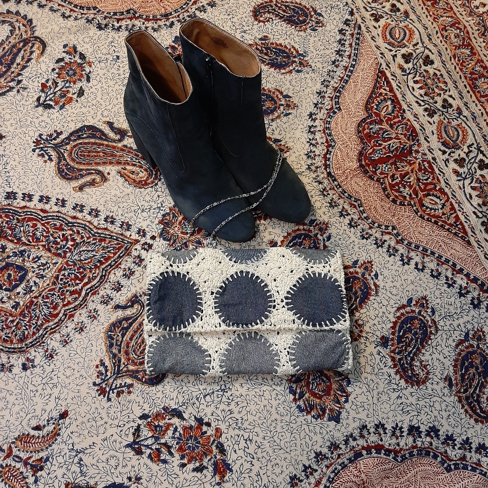 Lovestitch denim/crochet purse